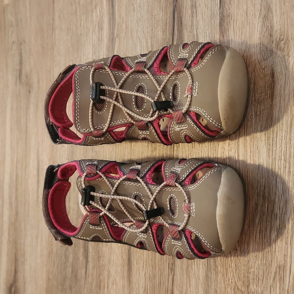 Eddie Bauer Brown Leather and Pink Sandals